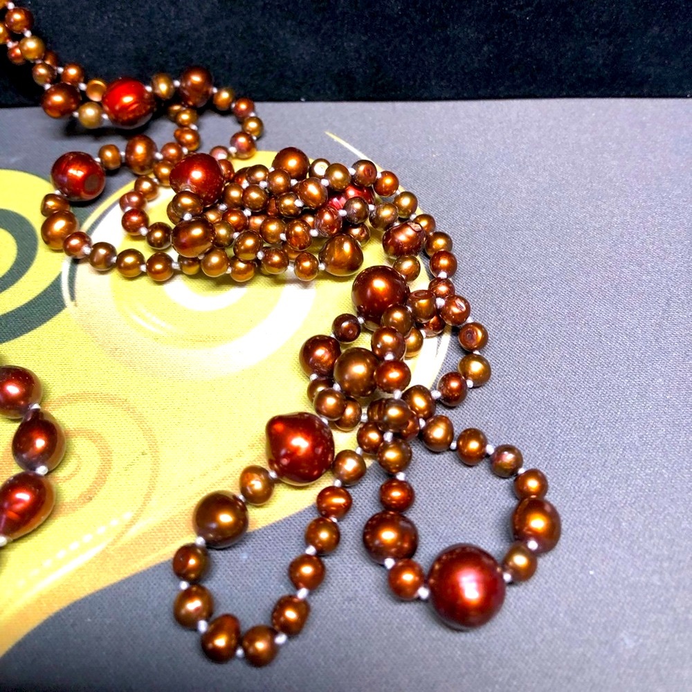 🍫Vintage Chocolate fresh water pearls vintage-set,knotted-set